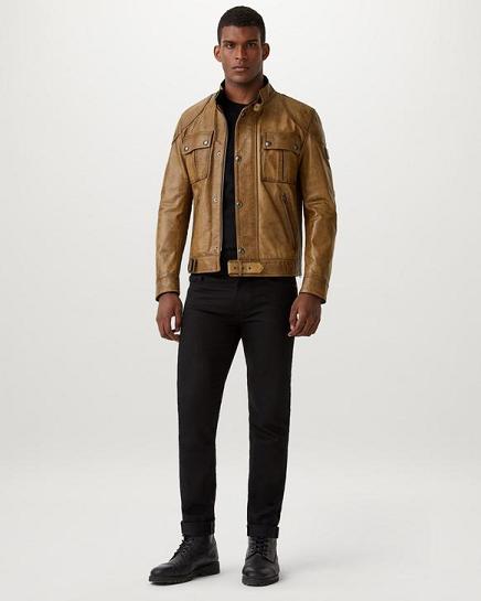 Veste Cuir Belstaff Homme Gangster Doré Soldes GE8260751